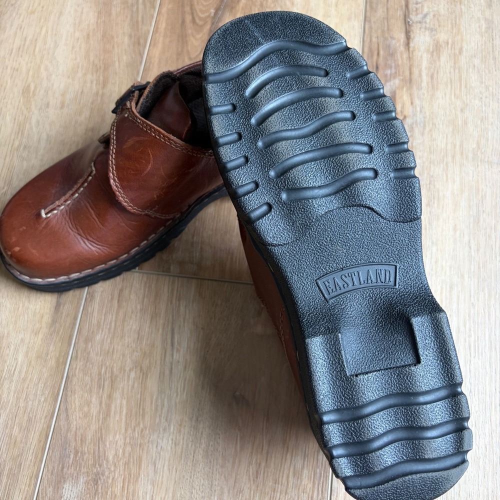 Eastland Sz 8.5 Brown Leather Monk Strap Loafers Y2K Center Seam Lug Sole Shoes - Picture 5 of 7